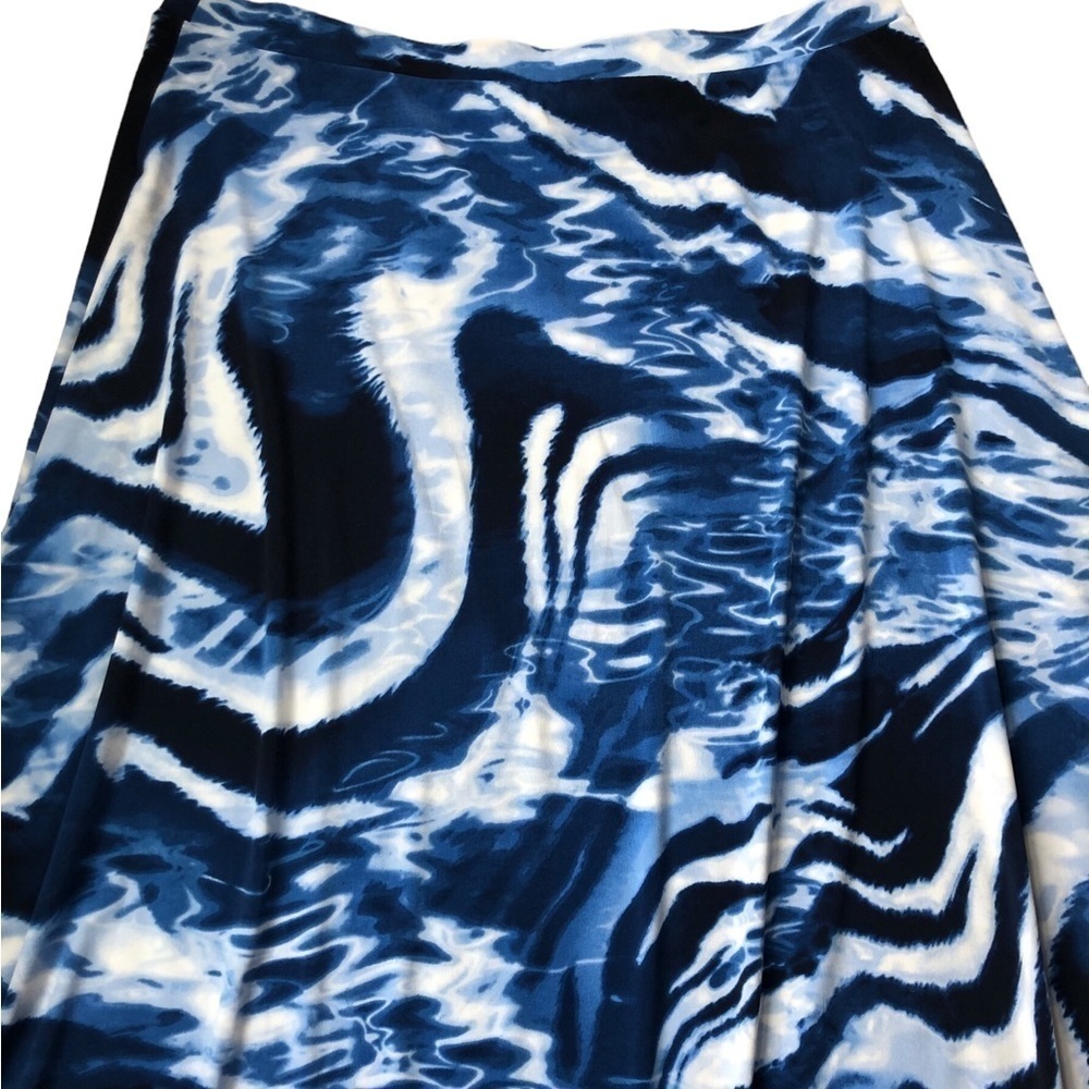 Chico’s Knit Kit Cerlean Skirt Blue Size 2/L Hankerchief Hem Swirl Twirl - Picture 4 of 6